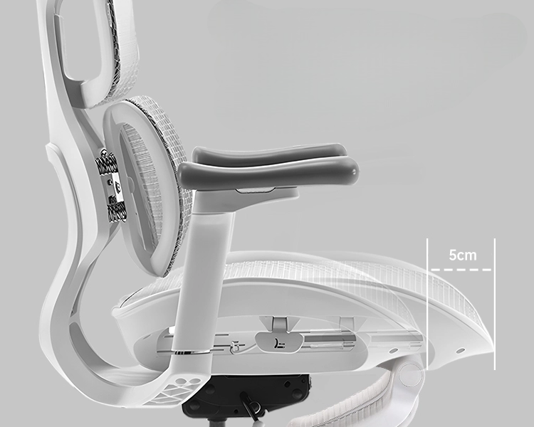 The waterfall-shaped seat cushion, with a 5cm seat depth adjustment, effectively maximizes the contact area, minimizes pressureand ensuressmooth blood flow.