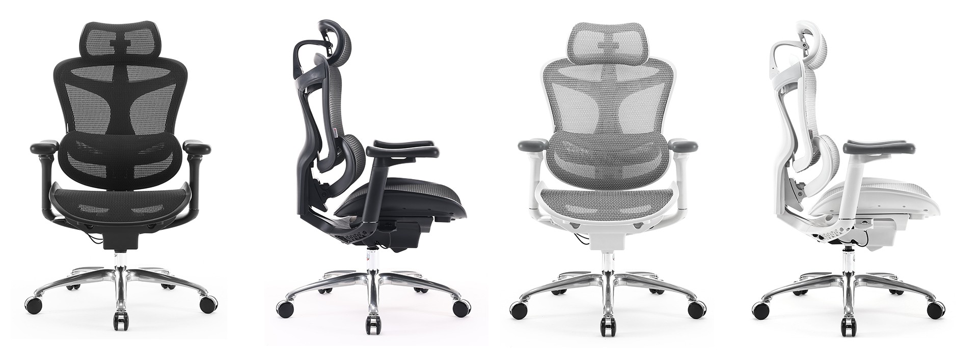 Mesh office chair designed for long-hour executive use with dynamic lumbar support