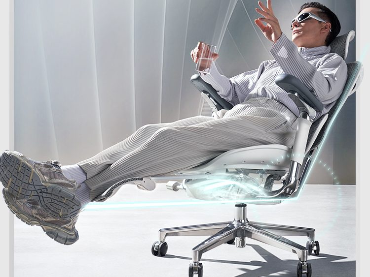 Ergonomic office chair setup with adjustable seat, lumbar and armrests