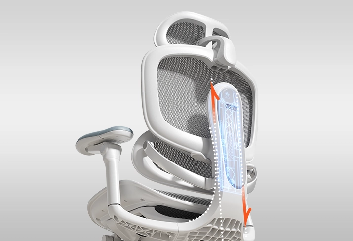 Extends support to the base of your spine, including the sacrum. The backrest adapts to your body shape, delivering tailored comfort with every movement.