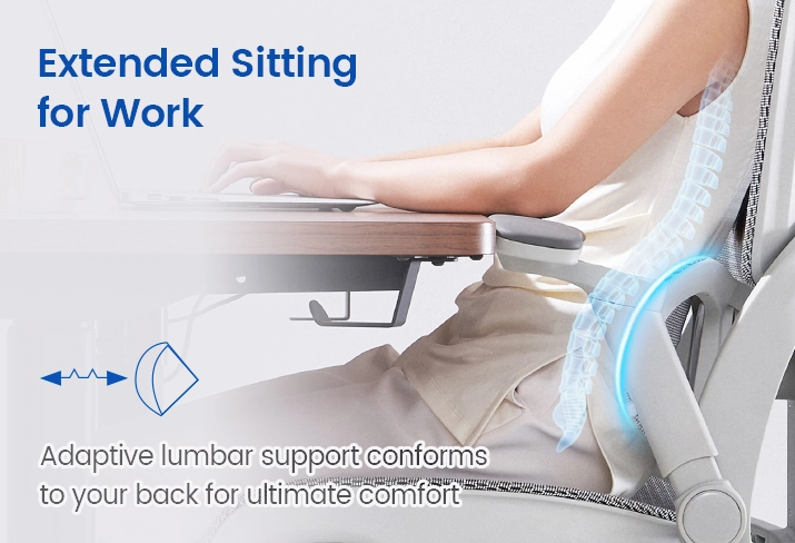 Adjustable lumbar support conforms to the natural curve of your lower back, providing targeted, personalized support to help reduce pressure and maintain lasting comfort during extended periods of sitting.